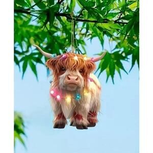 Acrylic Highland cow Christmas ornaments set of four